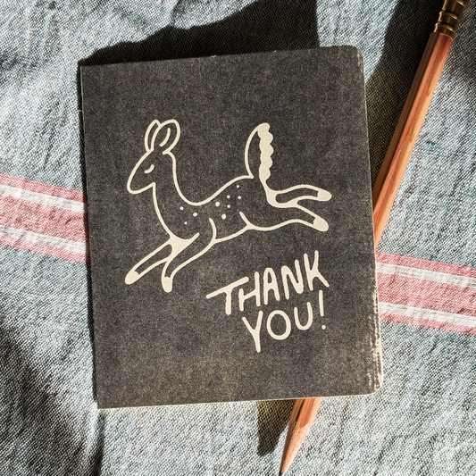 Deer Thank You Card — Black Risograph