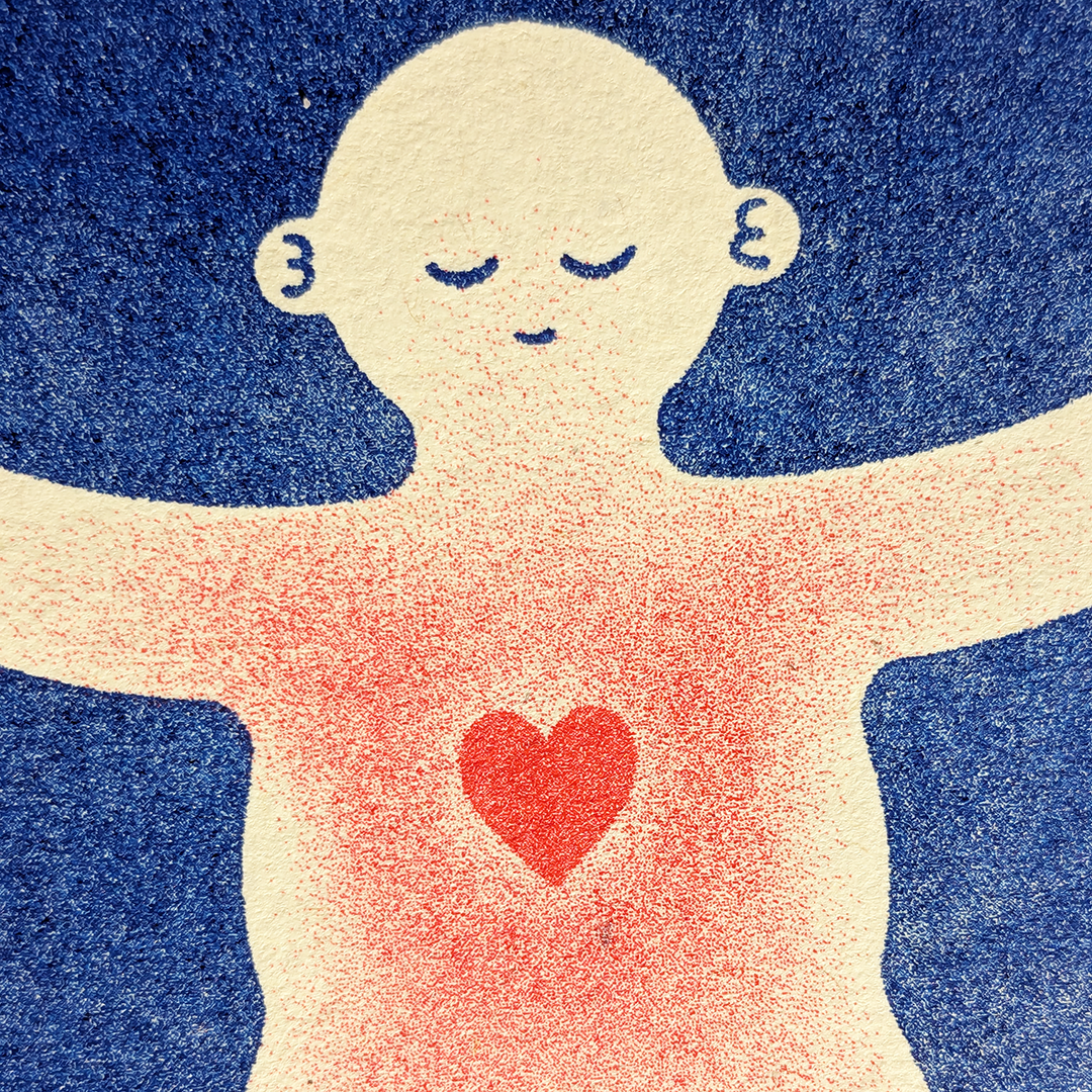 I Love You So Much Card — Blue and Red Risograph