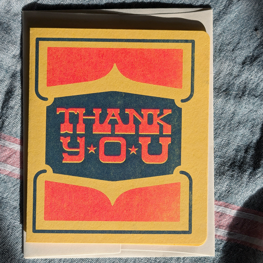 Pink and Blue Thank You Card