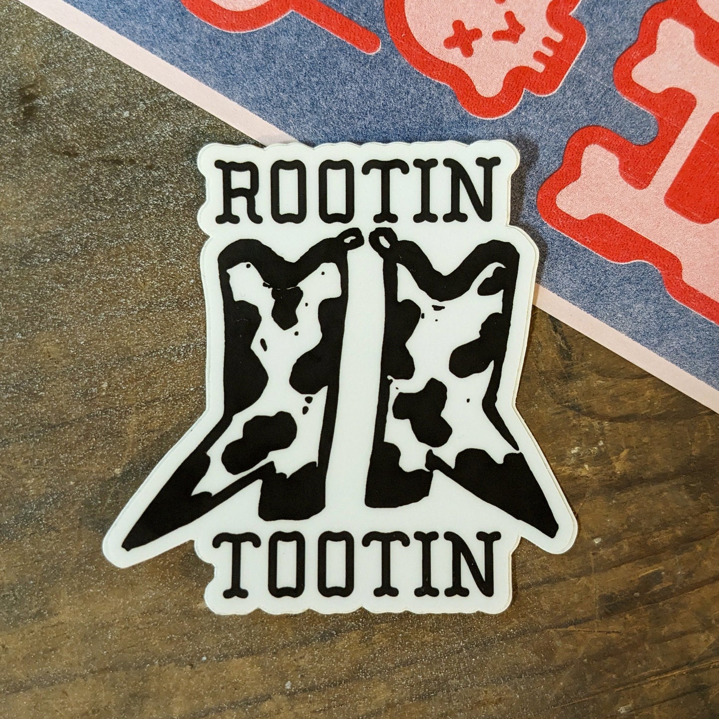 Western Whimsy: Black & White Cowboy Boots Sticker - Rootin', Tootin' Fun!