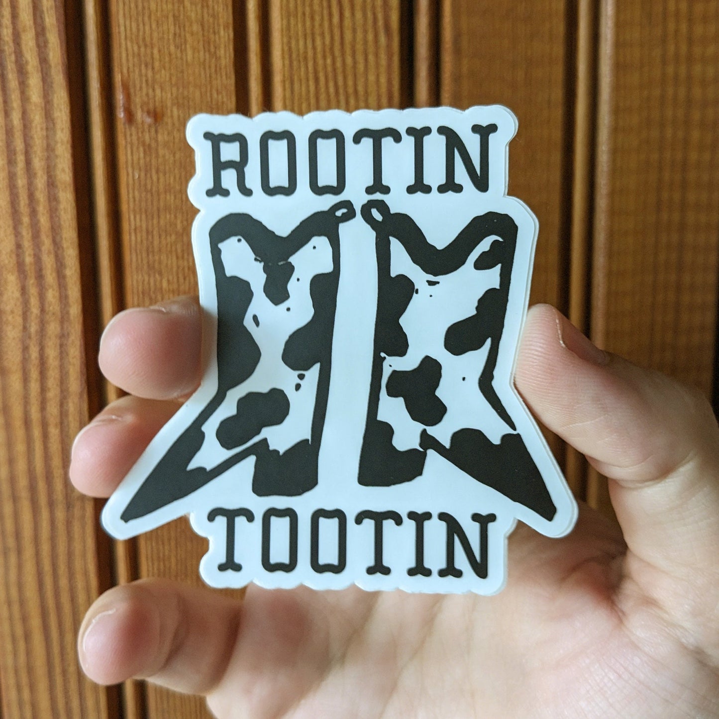 Western Whimsy: Black & White Cowboy Boots Sticker - Rootin', Tootin' Fun!