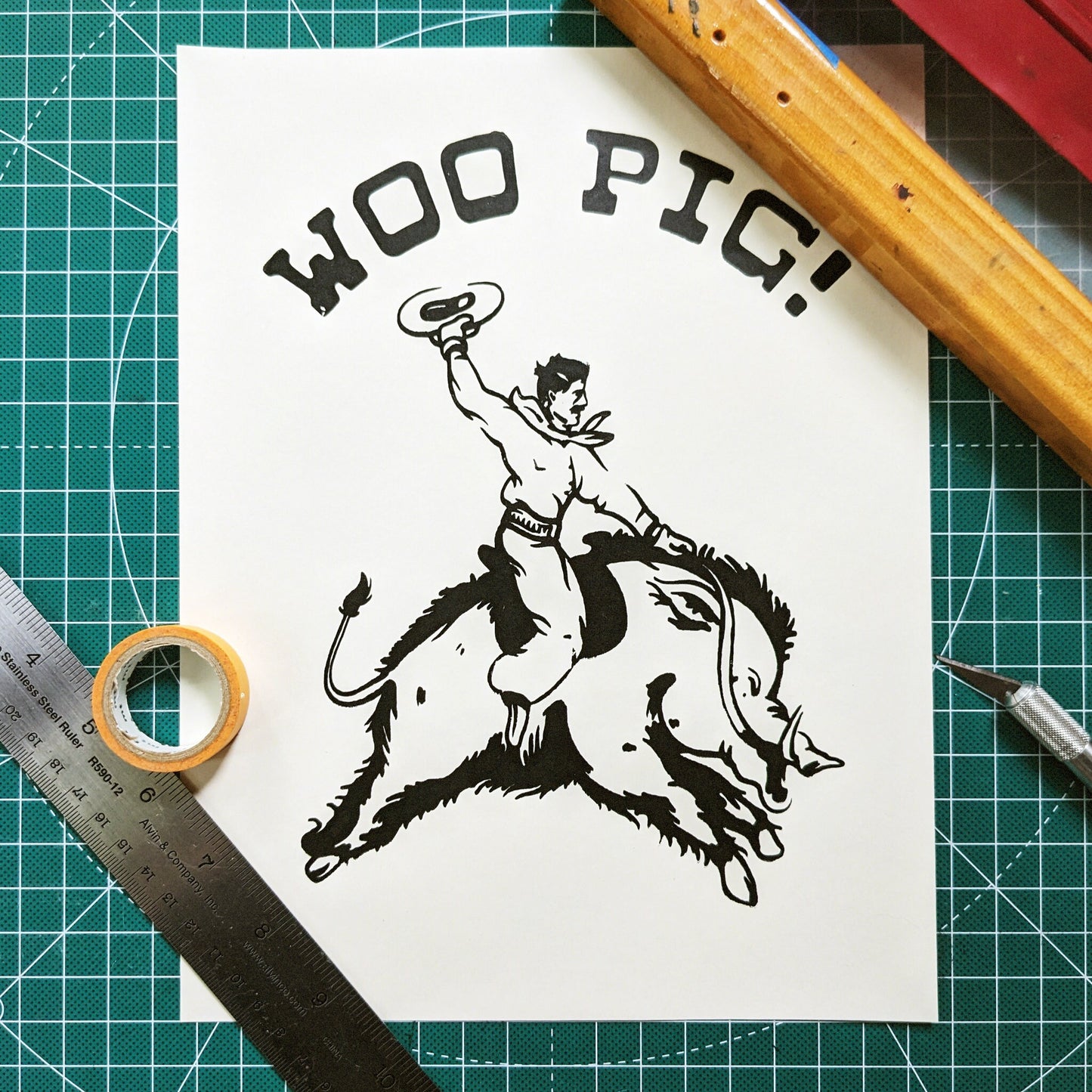 Woo Pig: Hand-Pulled Screen Print - Arkansas